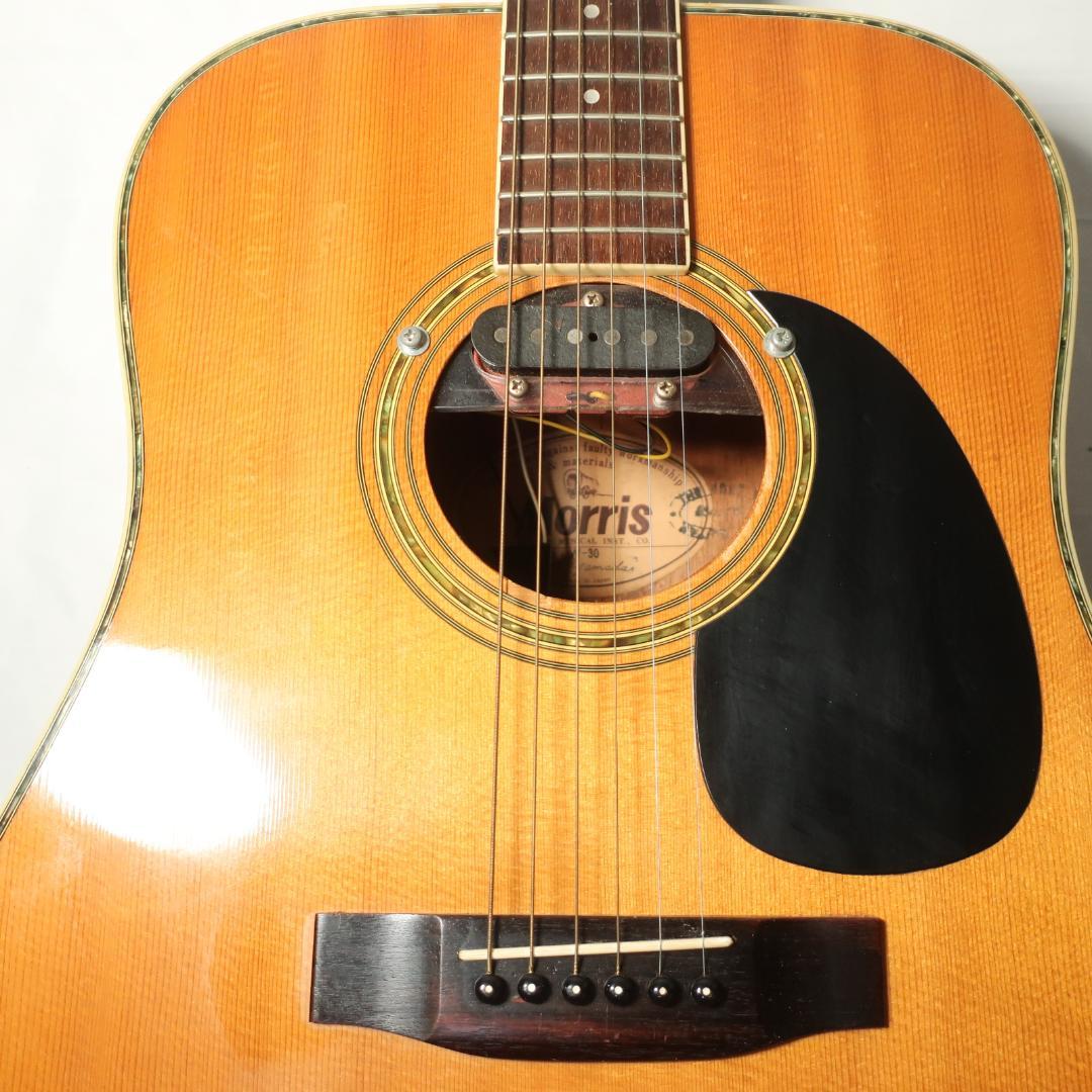 Morris W-30 改エレアコ アコースティックギター 装飾バインディング