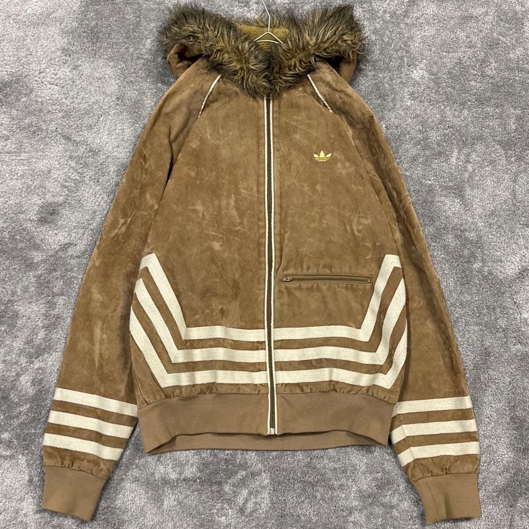 【激レア】アディダスオリジナルス　ジップパーカー　ファー　トレフォイルロゴ刺繍