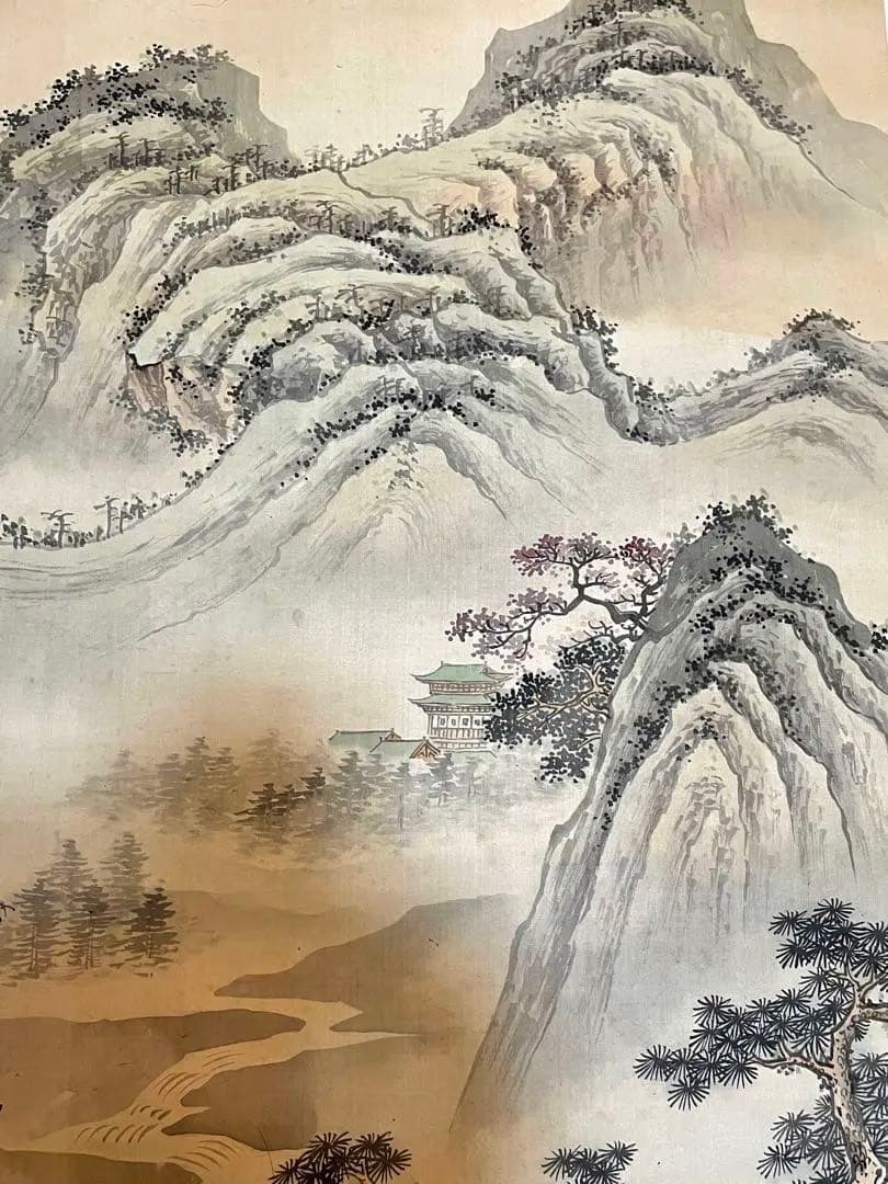 中国美術 骨董品【 吴偉 在銘 】アンティーク 肉筆絹本 掛け軸 書 美術品。