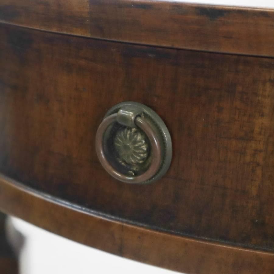 英国アンティーク ウォールナット ラウンド サイドテーブル 引き出し付き