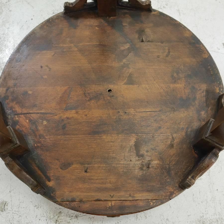 英国アンティーク ウォールナット ラウンド サイドテーブル 引き出し付き