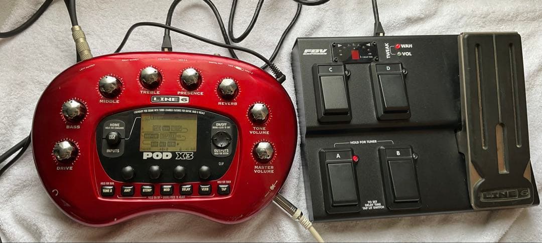 LINE 6 POD X3 レッド & FBV ペダル　音出し確認