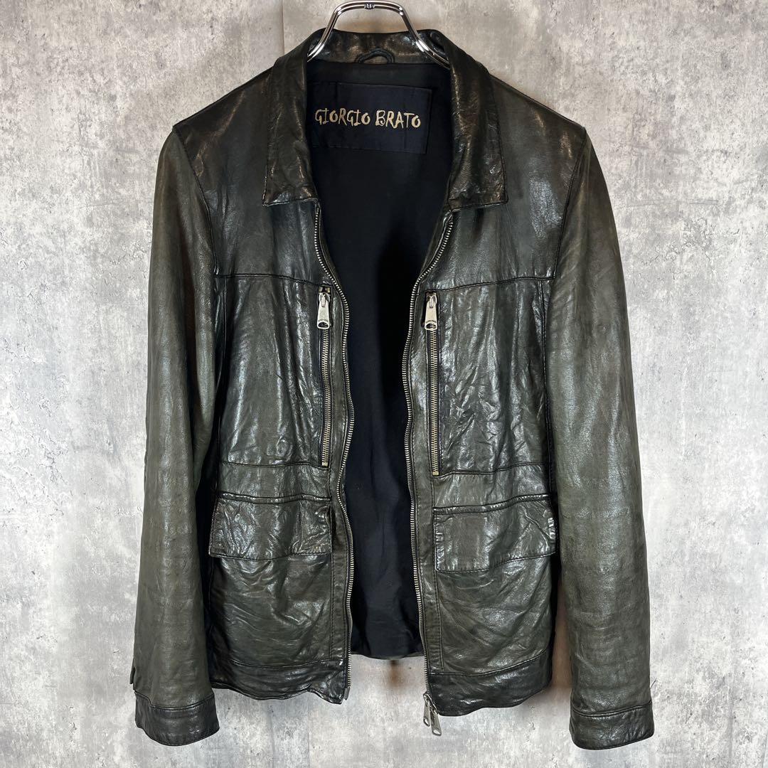 GIORGIO BRATO ジョルジオブラット ラムレザージャケット44シングル