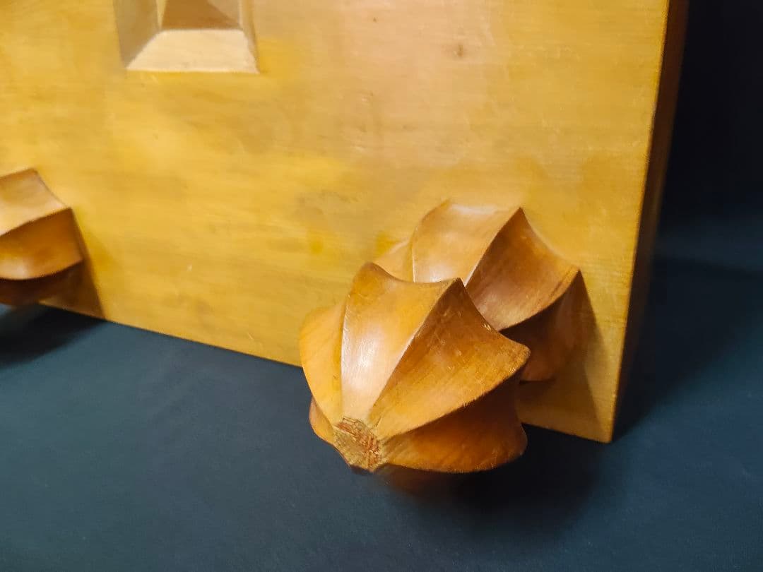 足付碁盤 5寸（厚さ14.5cm）木製 クチナシ型足 へそ有り