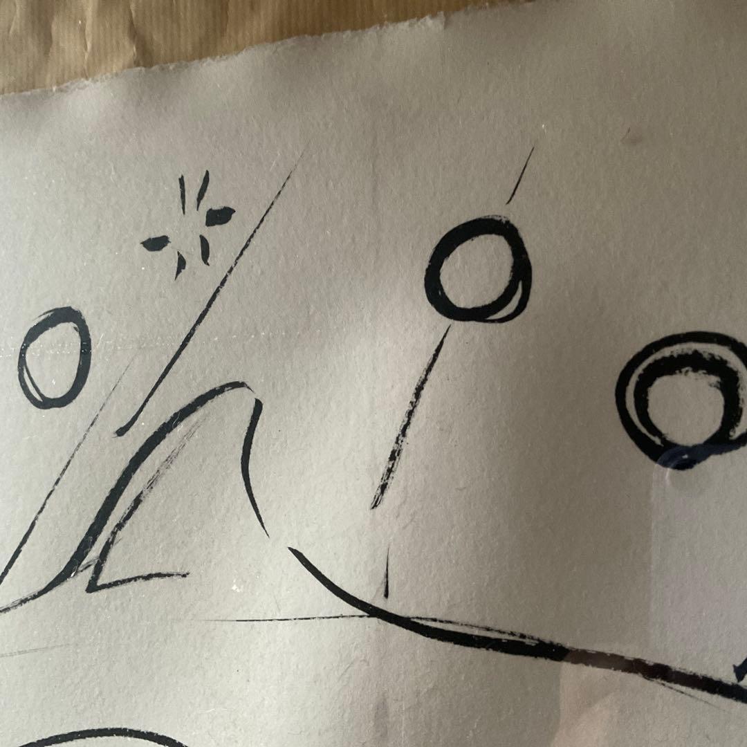 ラッセン 毛筆スケッチ(オリジナル原画)ドローイング　直筆サイン有　イルカの親子