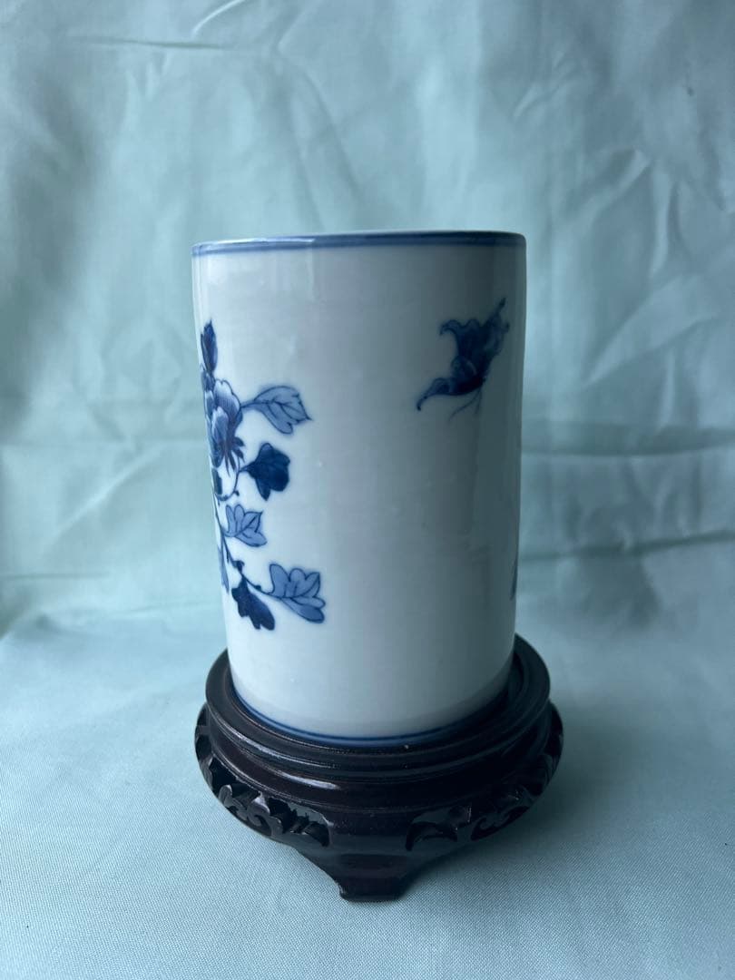 古美術 景德鎮 人民瓷廠 筆筒 青花花纹笔筒