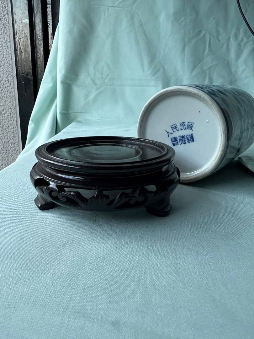 古美術 景德鎮 人民瓷廠 筆筒 青花花纹笔筒