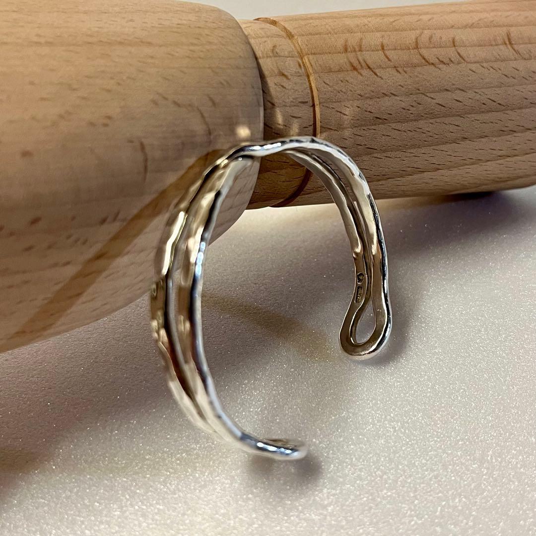 市松 シルバー980 クロスバングル【イニシャルなし】