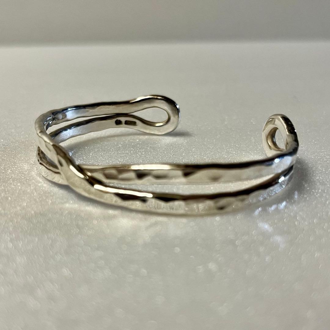 市松 シルバー980 クロスバングル【イニシャルなし】