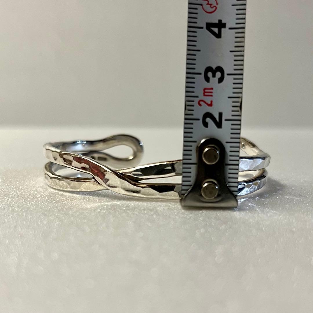 市松 シルバー980 クロスバングル【イニシャルなし】