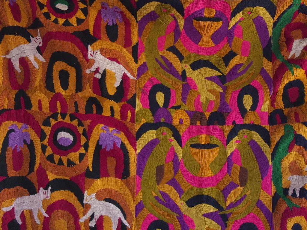 グアテマラ パツン村のパヤ 12枚継ぎタペストリー 70年代ヴィンテージ品