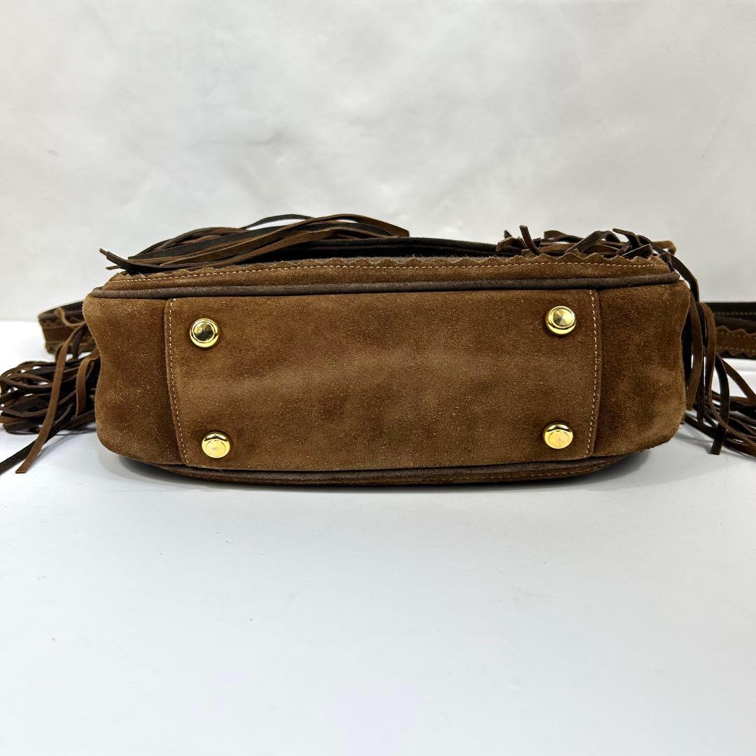 希少 MOSCHINO スエード フリンジ ショルダーバッグ ギャランティー付き