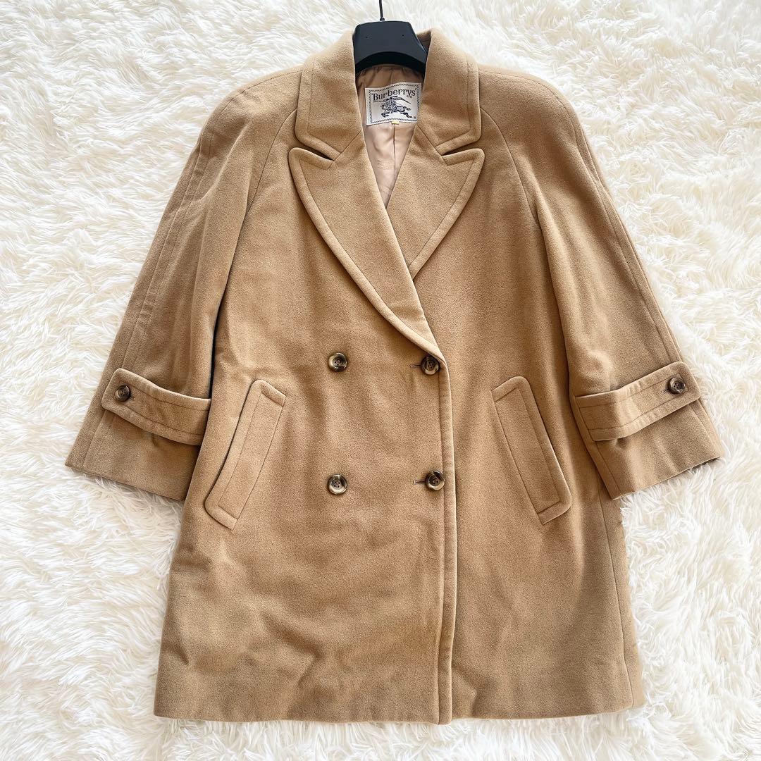 美品　バーバリー　カシミヤコート　ダブル　チェスターコート　キャメル