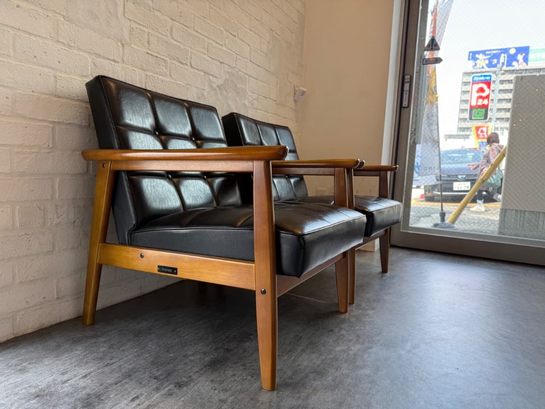 カリモク60 Kチェア 1シーター (ブラック)・2脚セット