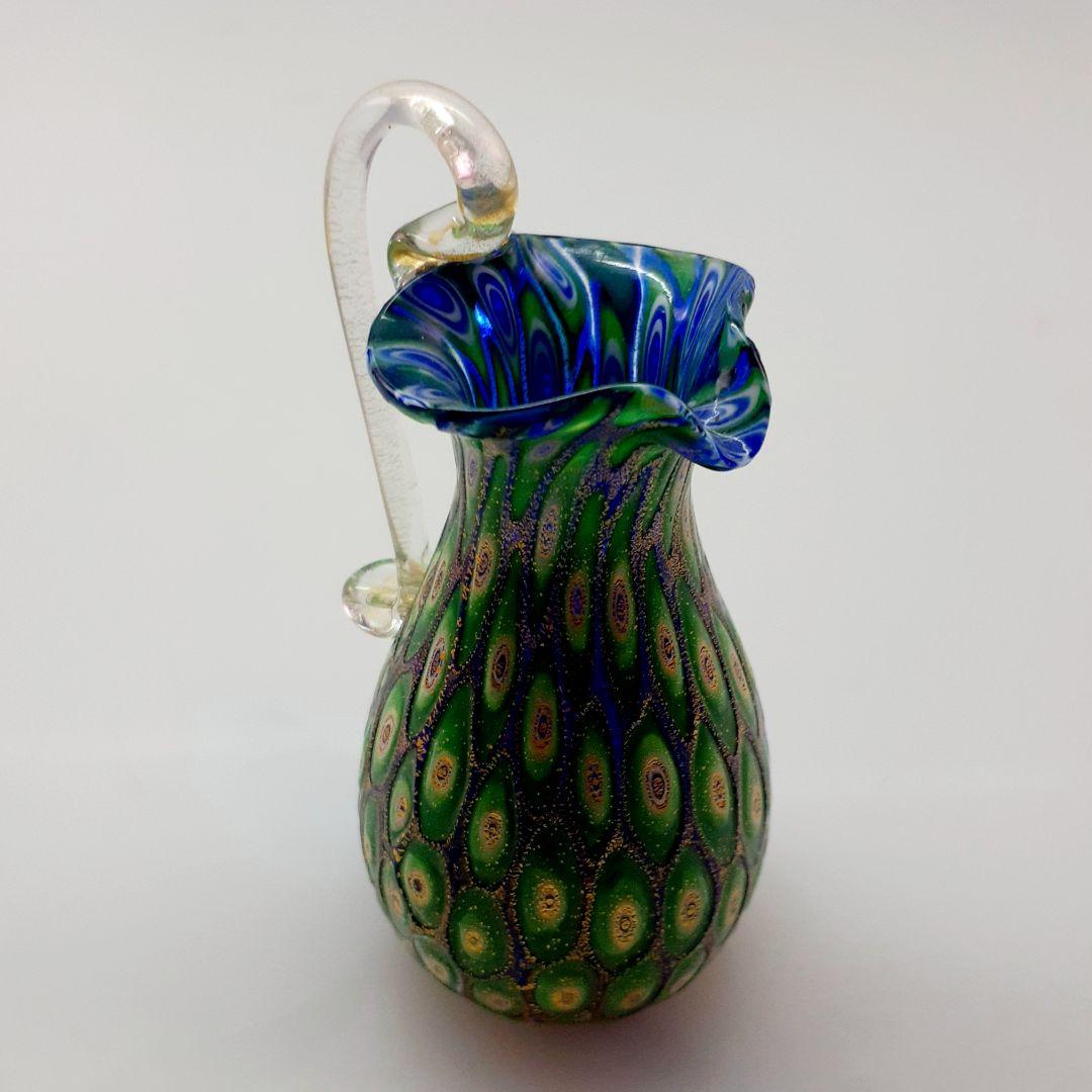 MURANO ムラノ 金彩 グリーン ミルフィオリ ミルクピッチャー