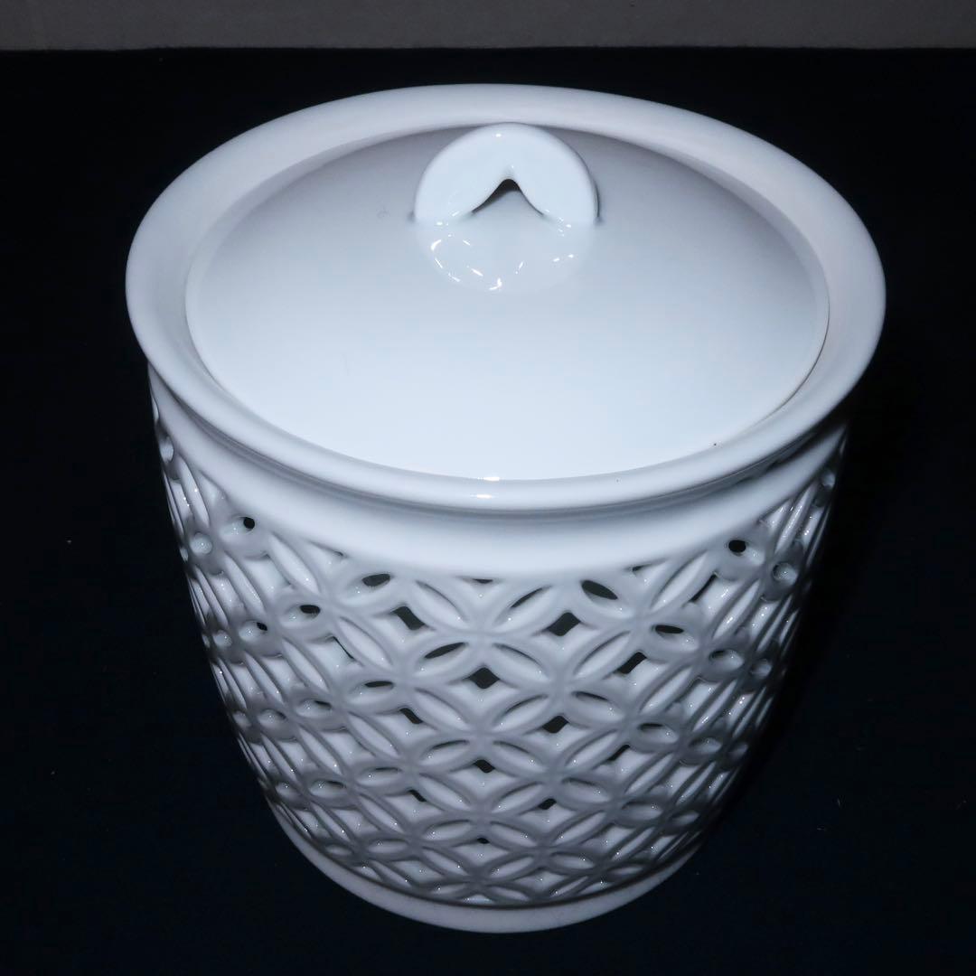 【茶道具】加藤藤城作　白磁七宝透皆具