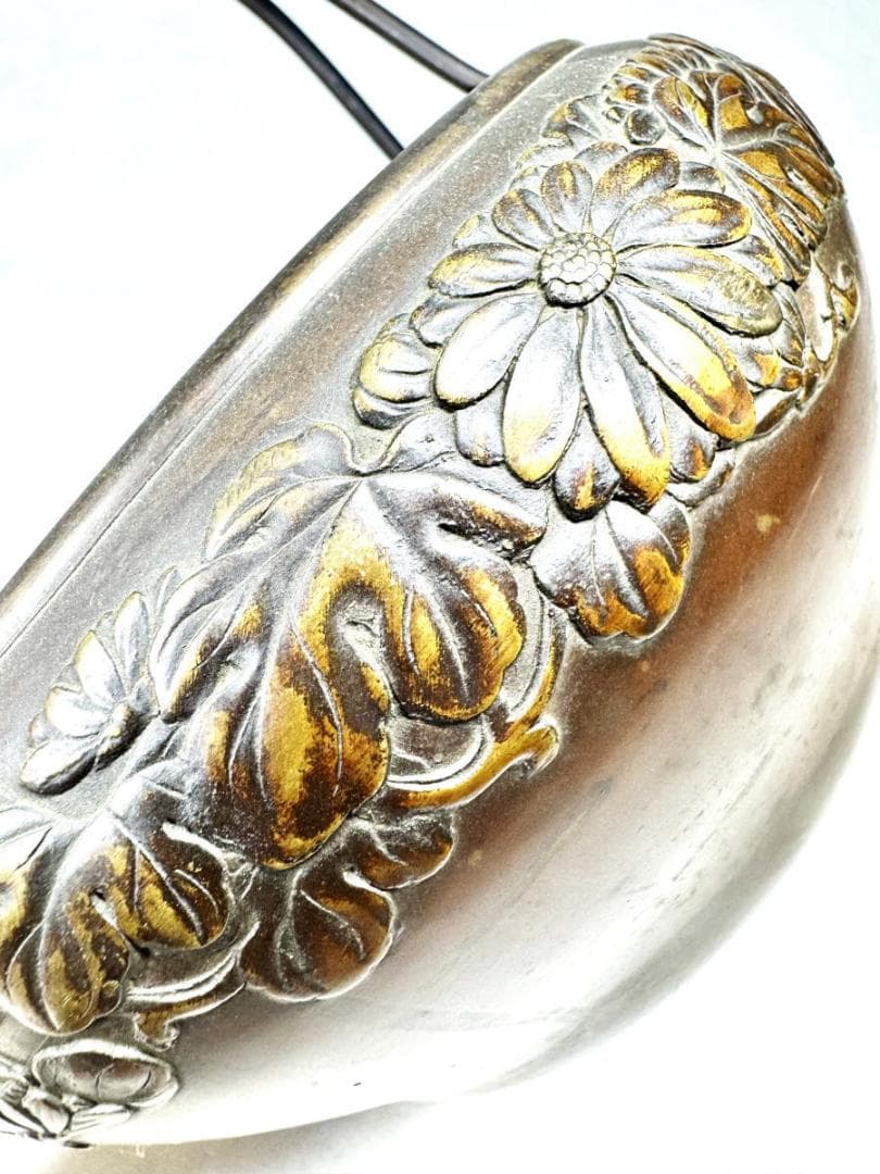 明治時代京都 森田山陽作 古銅花文提梁花器 在銘 古美術 ウブ品 WWST027