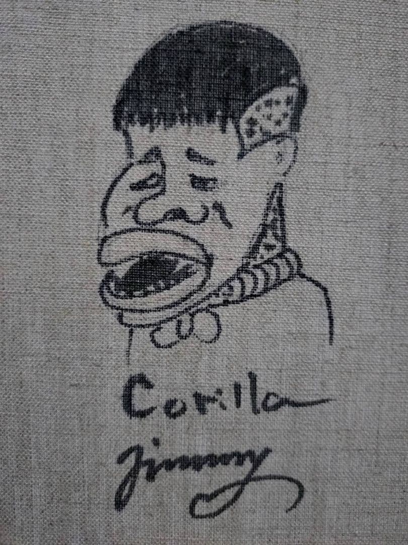 【F6号】ジミー大西【ゴリラ】手描き作品/表裏サイン/油彩/アクリル/絵画/額縁