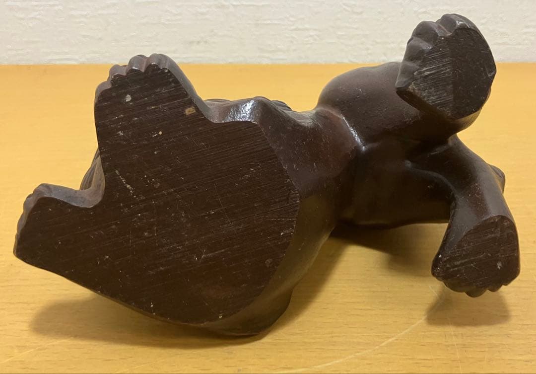 【置物】祝獅子　獅子　彫刻　縁起物　魔除け　昭和レトロ　アンティーク