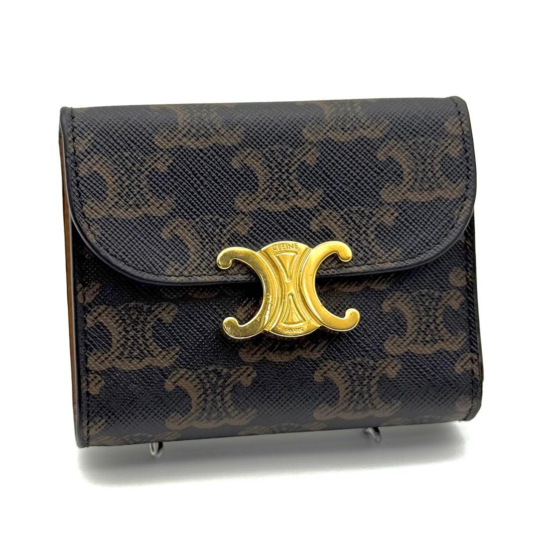 使用わずか❣️ セリーヌ トリオンフ コンパクト ブラウン 財布 P33