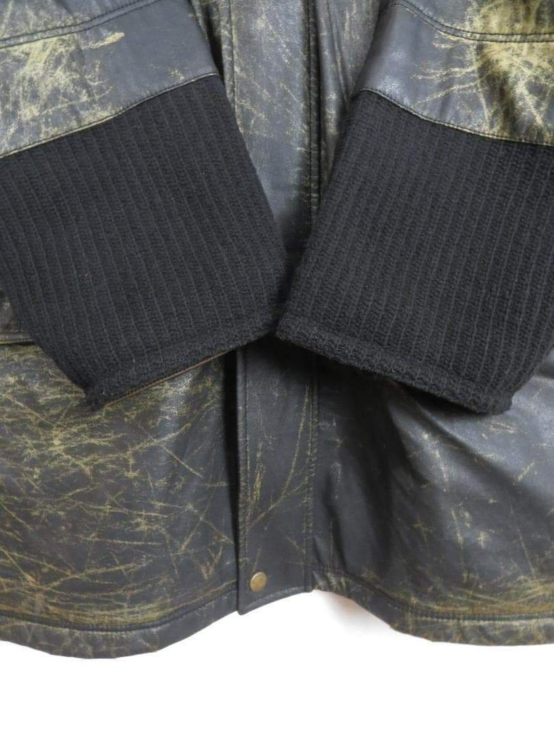 80s ヴェルサーチ イタリア製 ニット切り替え フェイクレザー ロングコート