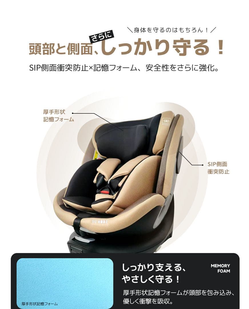 【新品】GU MODE 車用チャイルドシート 360度回転　ブルー