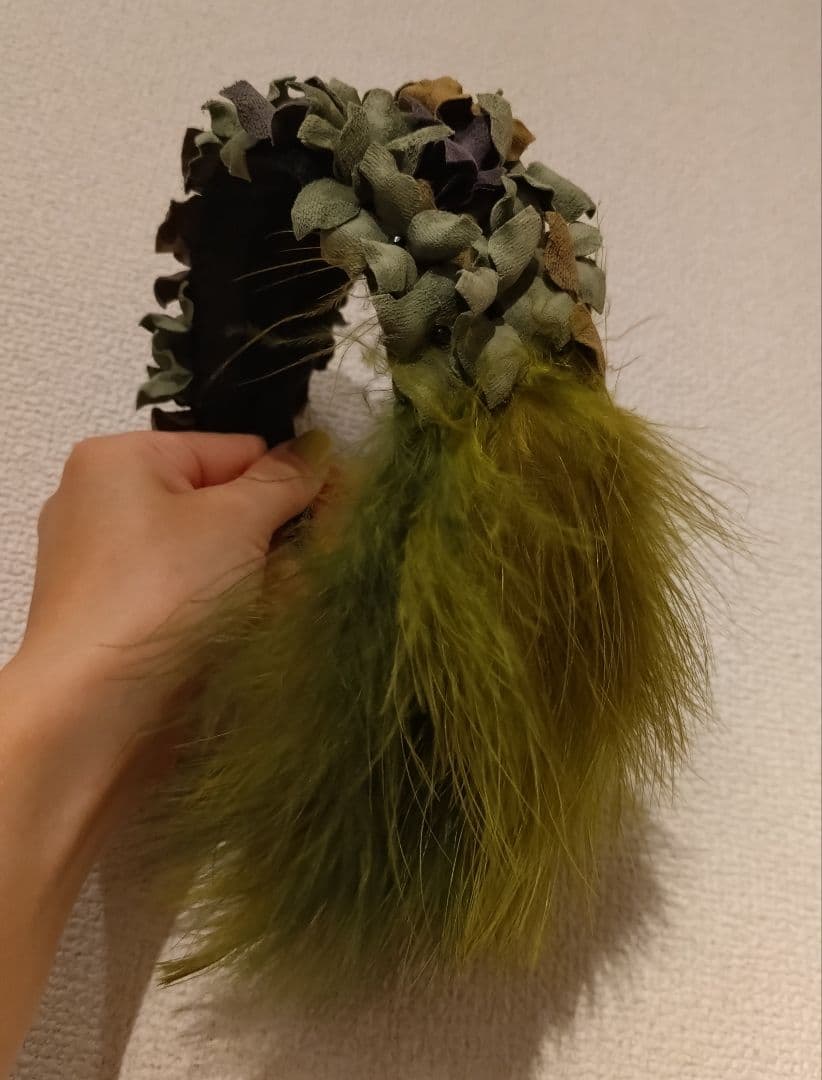 【新品/未使用】ヘッドドレス　ヘッドピース　カチューシャ　紫陽花　羽根飾り