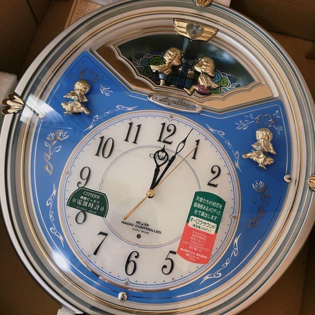 【未使用】シチズン エンジェルキス 電波掛け時計 6曲メロディ入り 4MN404