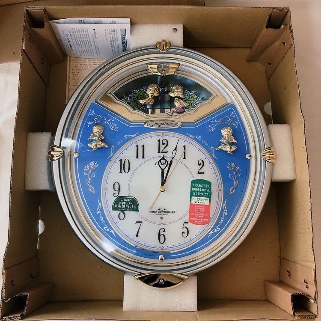 【未使用】シチズン エンジェルキス 電波掛け時計 6曲メロディ入り 4MN404