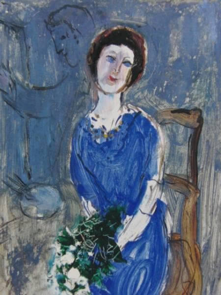 Ｍ・シャガール、青い服のヴァヴァ、超希少画集より、新品額装付