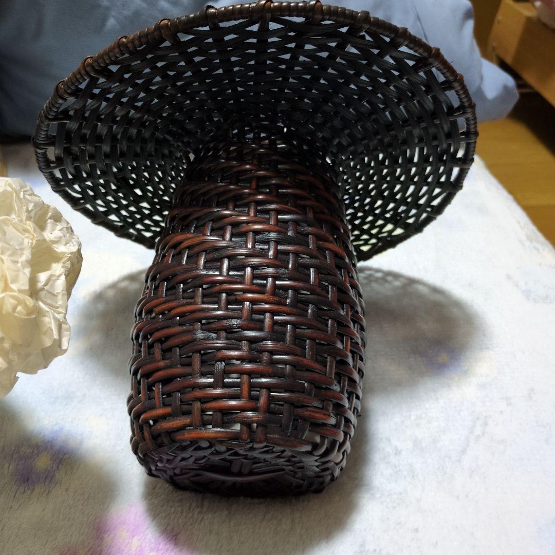茶道具　花入　広口魚籠　藤組唐人笠