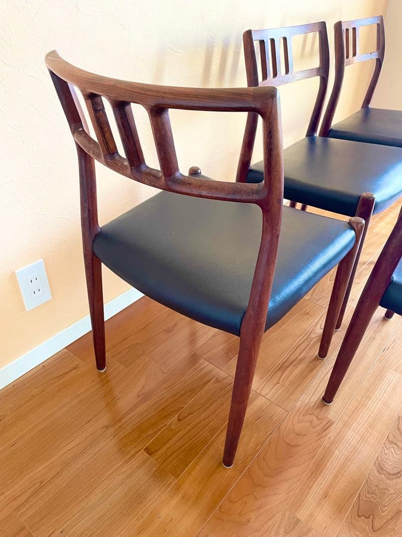 傷有りダイニングチェア デンマークニールス・モラーチーク材 椅子大塚家具リペア②