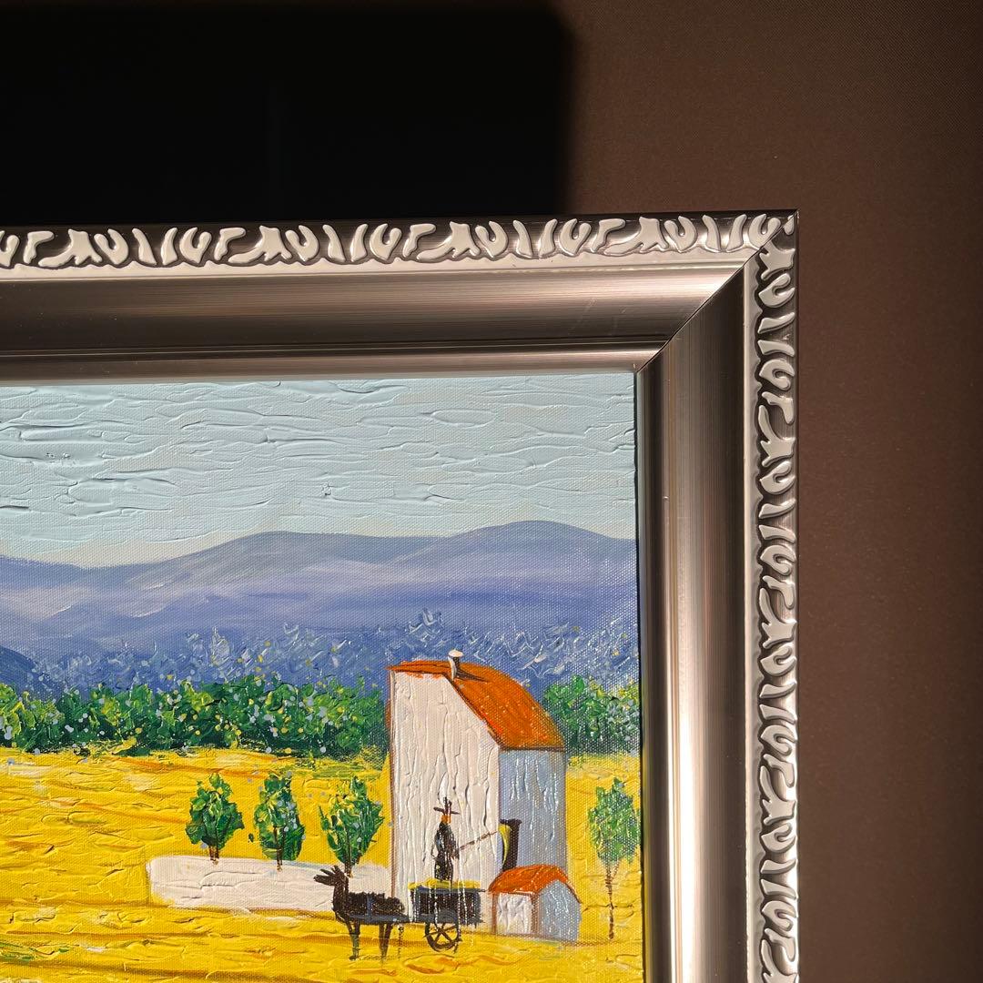 ★特大秀作★手書き油絵 ゴッホ ラ・クローの収穫 肉筆絵画 額付き 油彩画