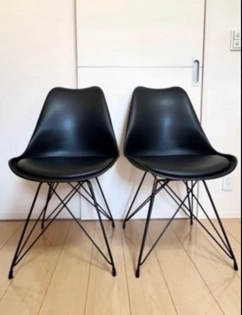 4脚セット　ブラックエッフェルチェア　シェルチェア