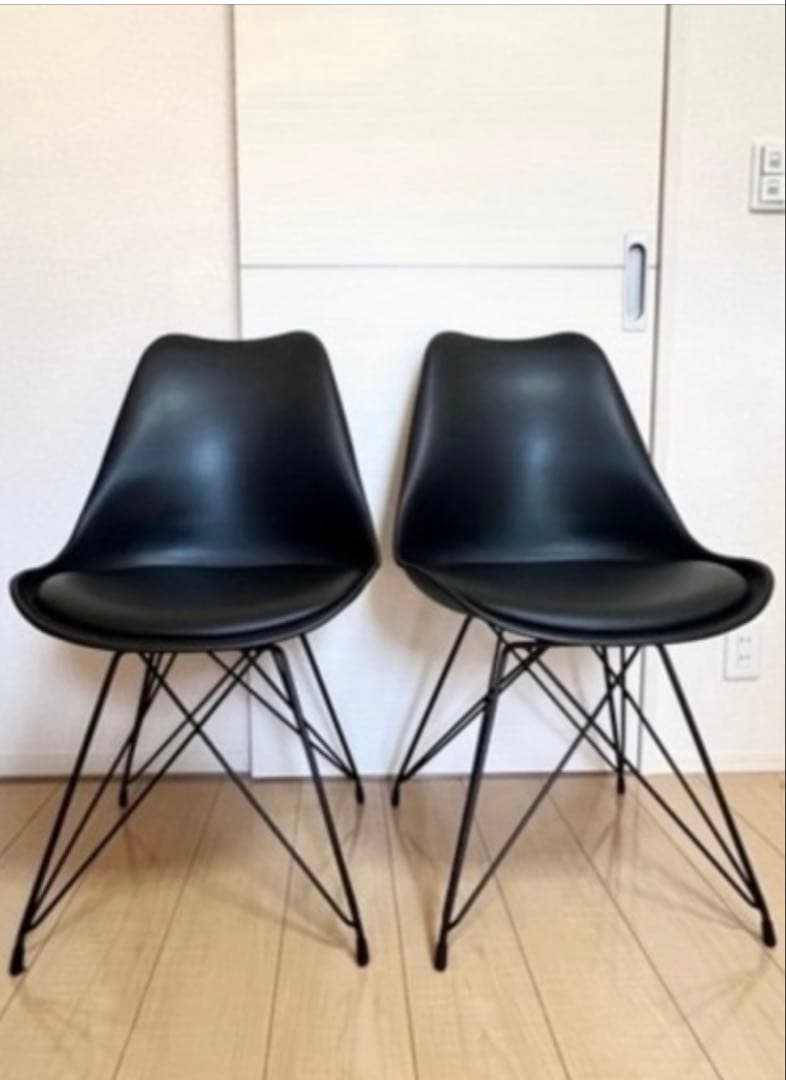4脚セット　ブラックエッフェルチェア　シェルチェア
