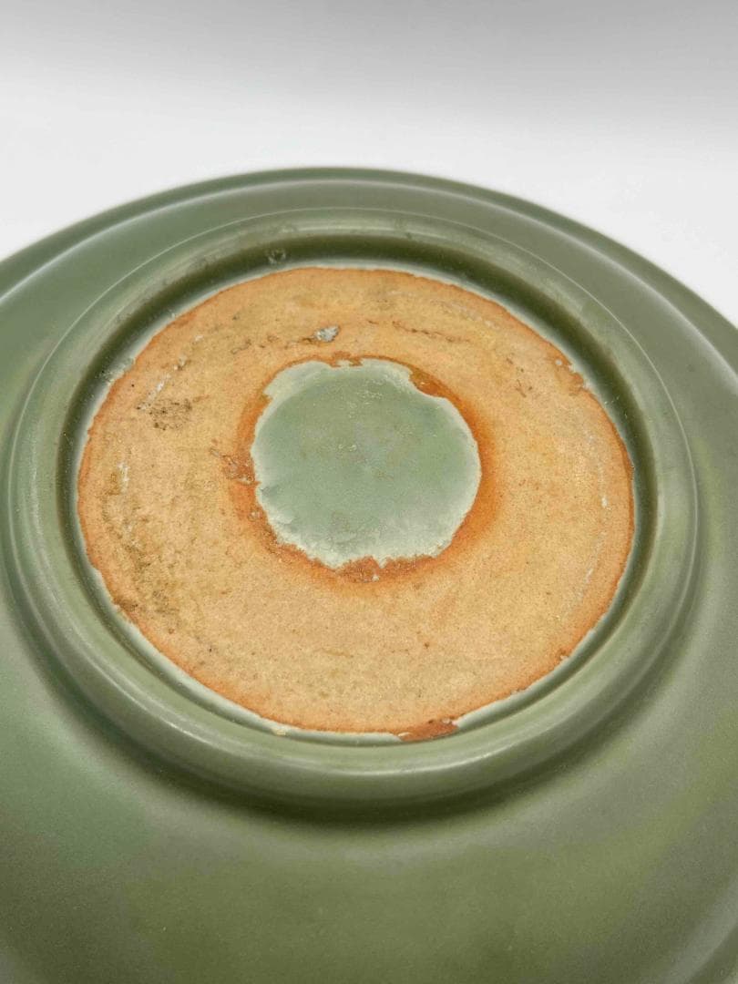 明時代　青磁　龍泉窯刻花大盤　青磁皿　唐物　古賞物　時代物(B-67)