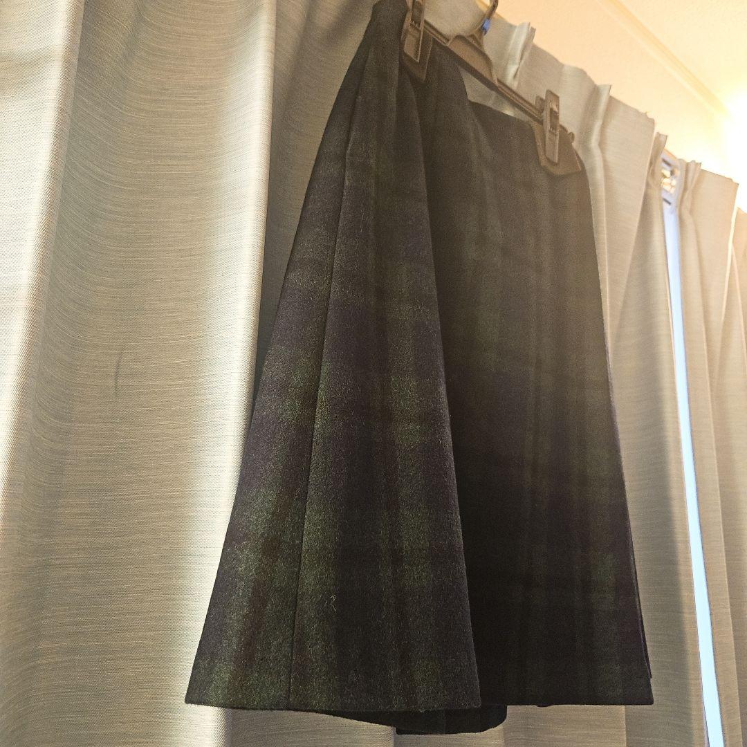 JENNE 最新✨ダークグリーン チェック柄 Aラインスカート 新品 タグあり