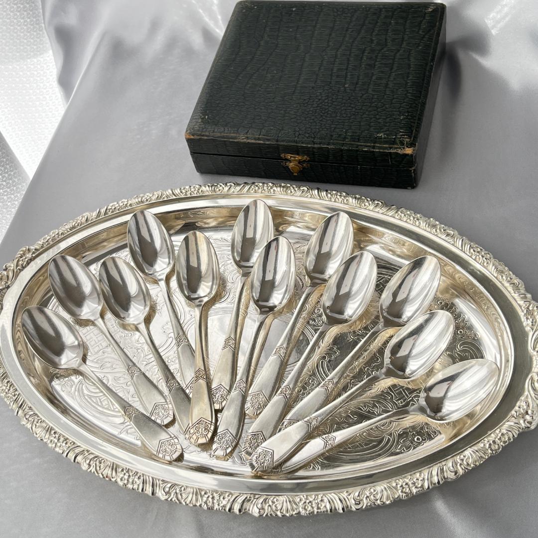 【仏蘭西】 アールデコ コーヒースプーン 12本 14.5cm ケース