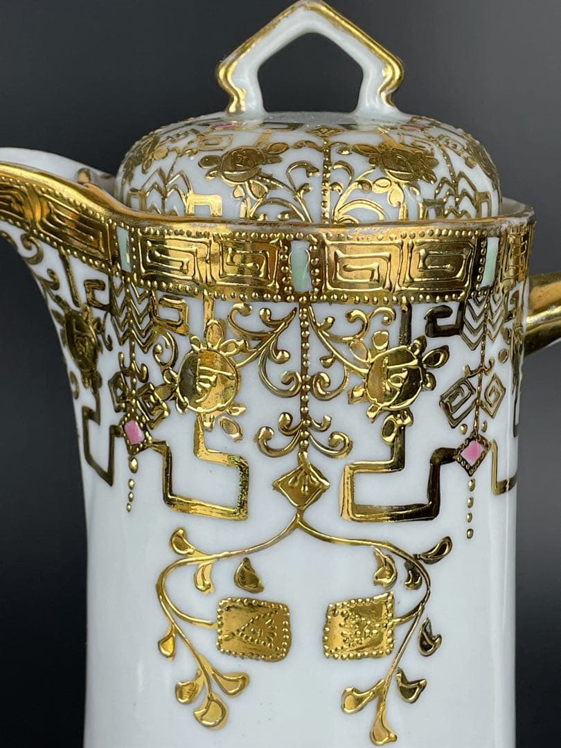 オールドニッポン アールヌーボー様式 金盛り チョコレートポット ゴールド