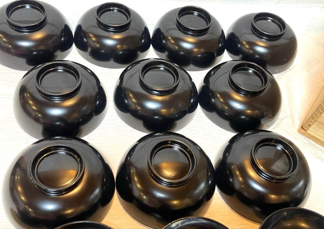 木製漆器 吸物椀 金蒔絵 骨董 時代物 アンティーク　１０客151