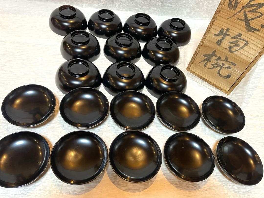 木製漆器 吸物椀 金蒔絵 骨董 時代物 アンティーク　１０客151