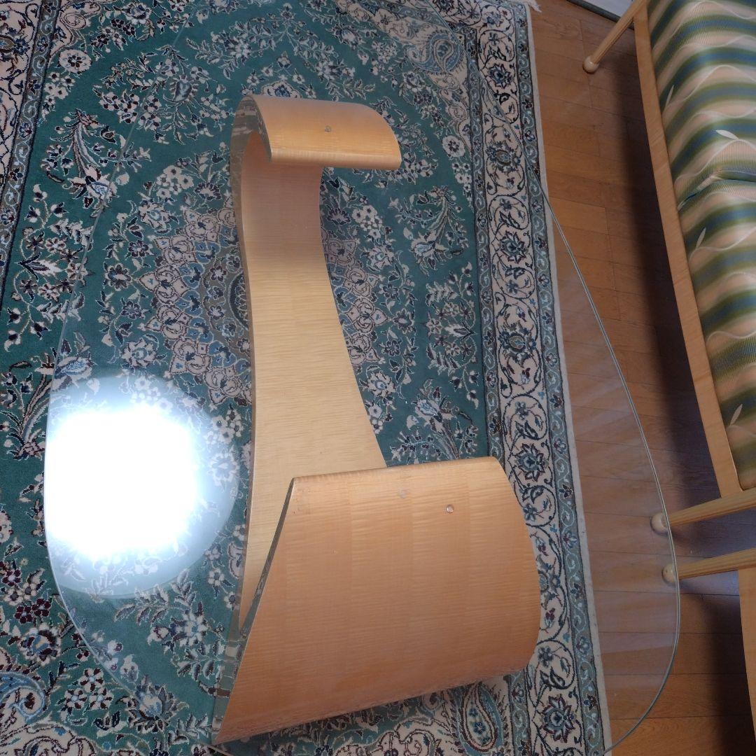 松創 ソファーテーブル センターテーブル ローテーブル ガラス シカモアメープル