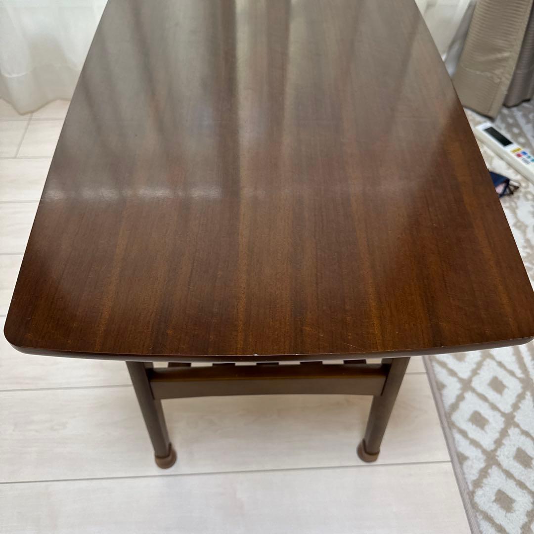 カリモク60 ブラウン 木製 シンプルデザイン ローテーブル 下部棚付き