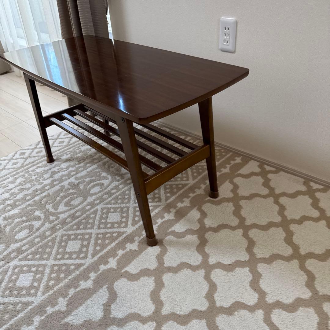 カリモク60 ブラウン 木製 シンプルデザイン ローテーブル 下部棚付き