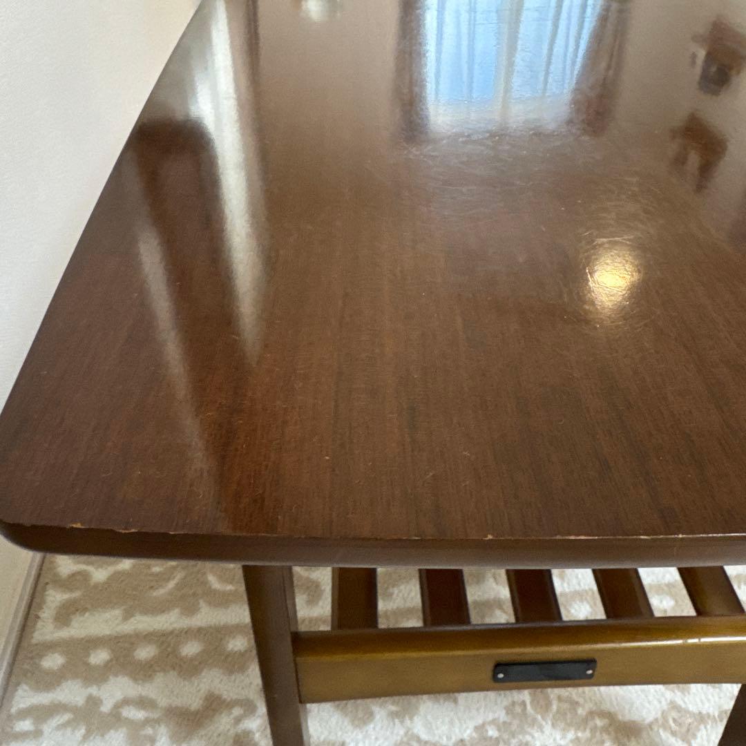 カリモク60 ブラウン 木製 シンプルデザイン ローテーブル 下部棚付き