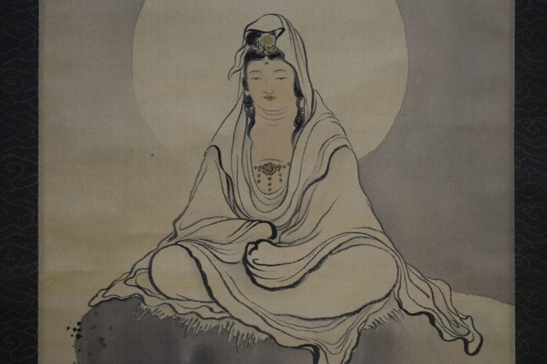 模写/寺崎広業/寺崎廣業/観音図/布袋屋掛軸HE-751