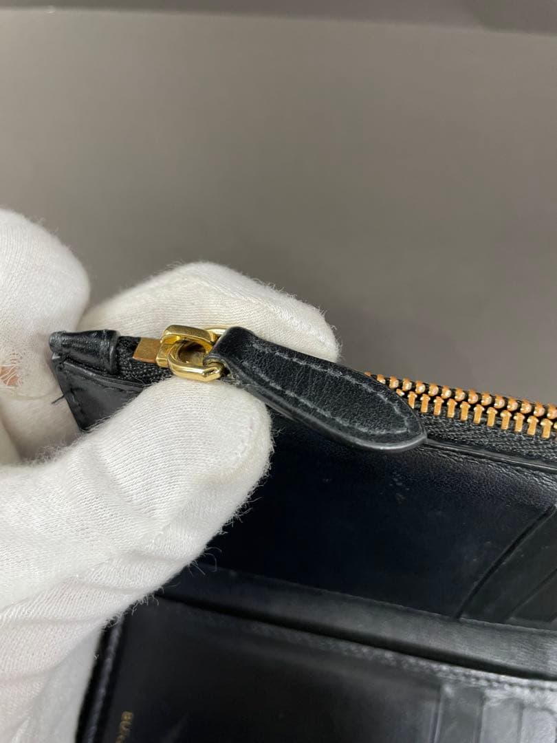 Burberry ギンガムチェック 三つ折り財布 ブラック/ベージュ