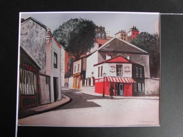 中西利雄、パリの裏町、希少画集画、新品額装付、状態良好