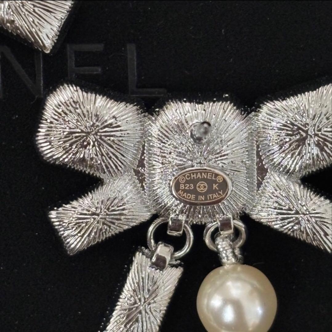 新品未使用 シャネル リボン ビジュー パール ブローチ 豪華