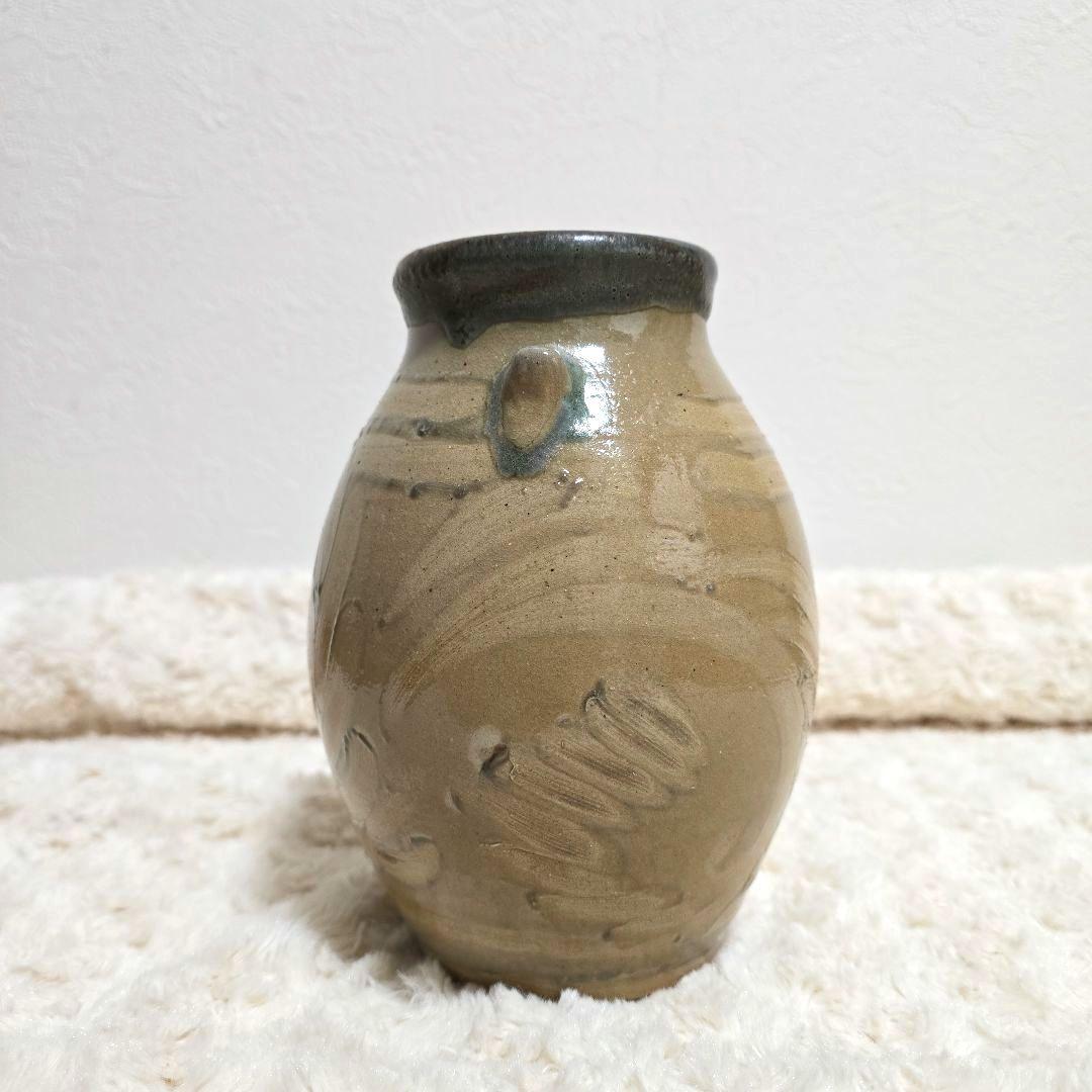 ⑨宮城三成 指描き紋 大花 中型壺 やちむん 沖縄 珍